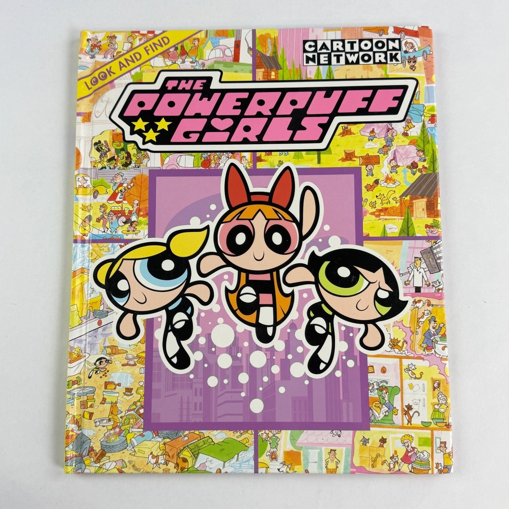 Vintage 2001 Cartoon Network Powerpuff Girls Look and Find Hardcover Book Y2K